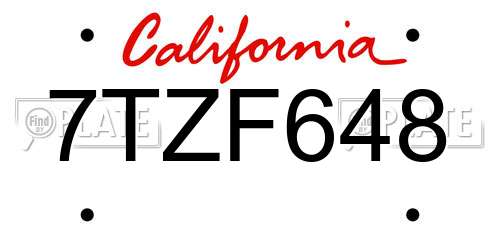 7TZF648 California License Plate