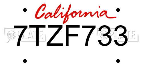 7TZF733 California License Plate