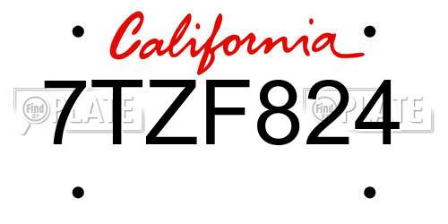 7TZF824 California License Plate