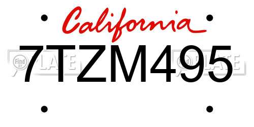 7TZM495 California License Plate