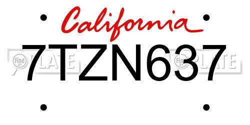 7TZN637 California License Plate