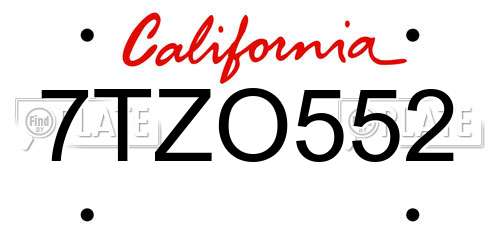 7TZO552 California License Plate