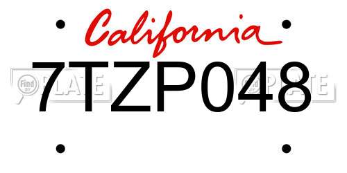 7TZP048 California License Plate