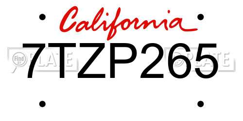 7TZP265 California License Plate