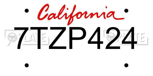 7TZP424 California License Plate