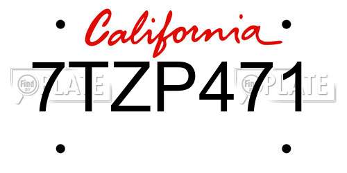 7TZP471 California License Plate