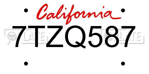 7TZQ587 California License Plate