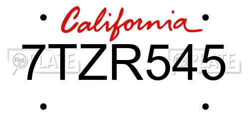 7TZR545 California License Plate