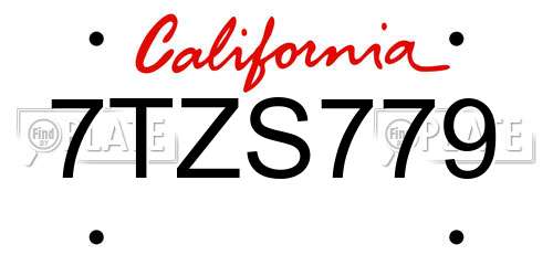 7TZS779 California License Plate