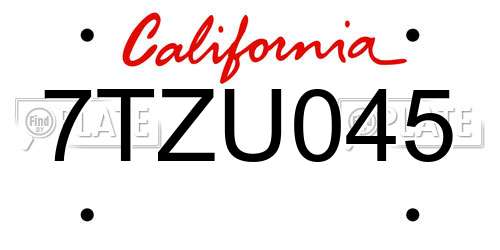 7TZU045 California License Plate