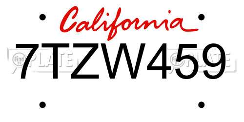 7TZW459 California License Plate