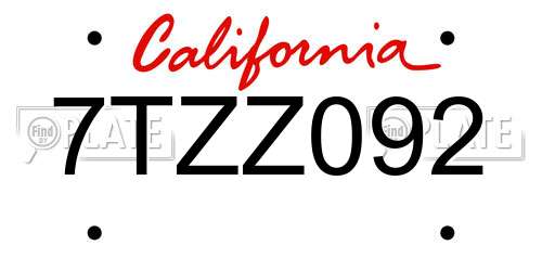 7TZZ092 California License Plate