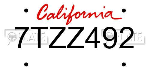 7TZZ492 California License Plate