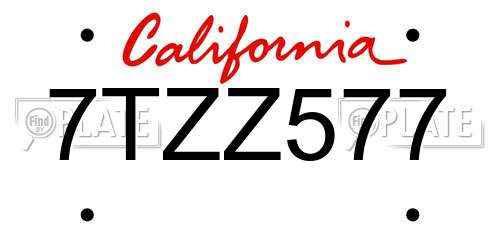 7TZZ577 California License Plate