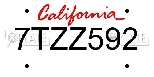 7TZZ592 California License Plate