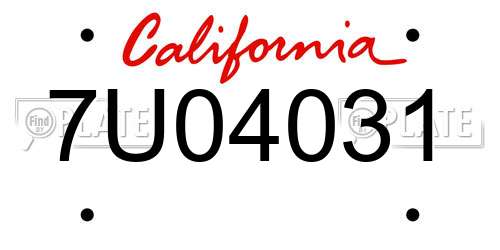 7U04031 California License Plate