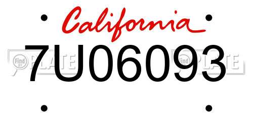 7U06093 California License Plate