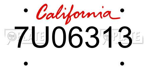 7U06313 California License Plate