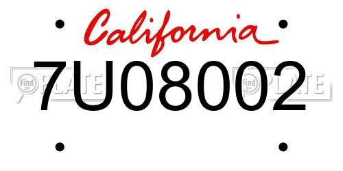 7U08002 California License Plate