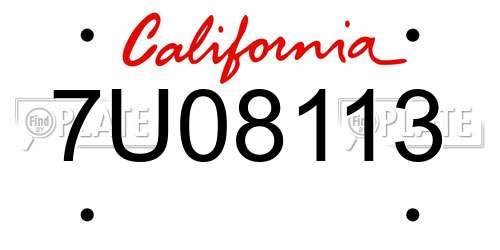 7U08113 California License Plate