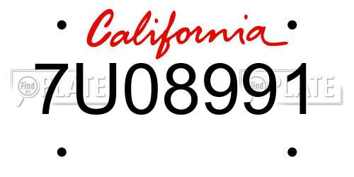 7U08991 California License Plate