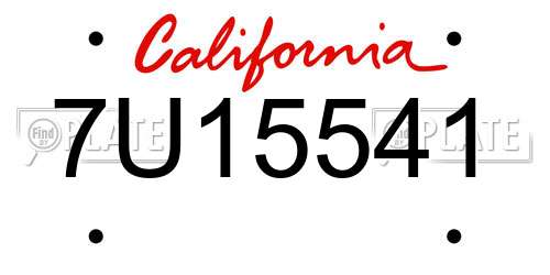 7U15541 California License Plate