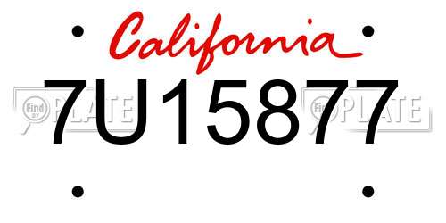 7U15877 California License Plate