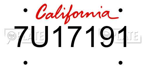 7U17191 California License Plate