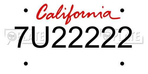 7U22222 California License Plate