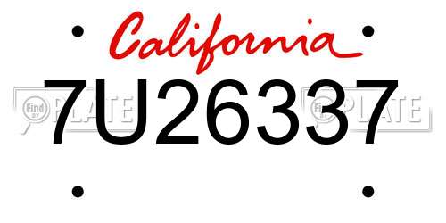 7U26337 California License Plate