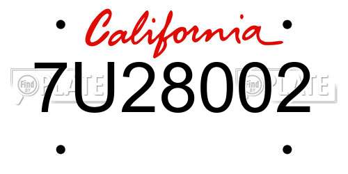 7U28002 California License Plate