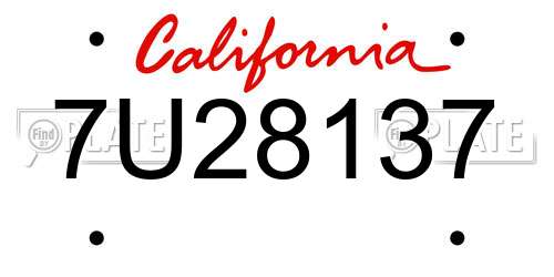 7U28137 California License Plate