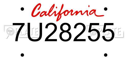 7U28255 California License Plate