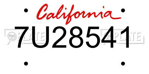 7U28541 California License Plate
