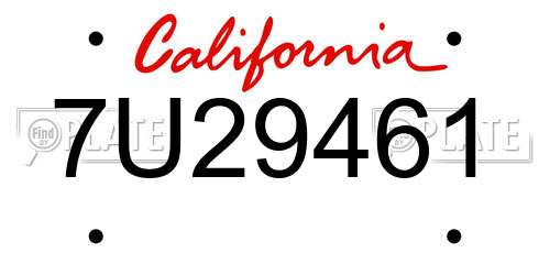 7U29461 California License Plate