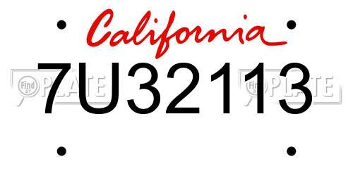 7U32113 California License Plate