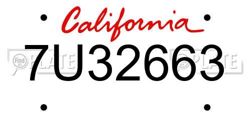 7U32663 California License Plate