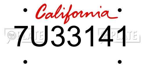 7U33141 California License Plate