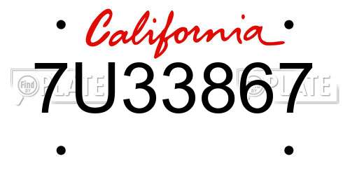 7U33867 California License Plate