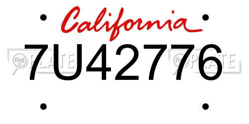 7U42776 California License Plate