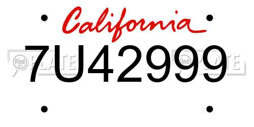 7U42999 California License Plate