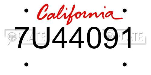 7U44091 California License Plate
