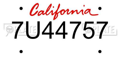 7U44757 California License Plate