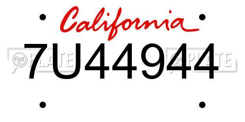 7U44944 California License Plate