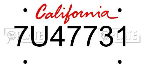 7U47731 California License Plate