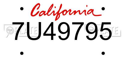 7U49795 California License Plate