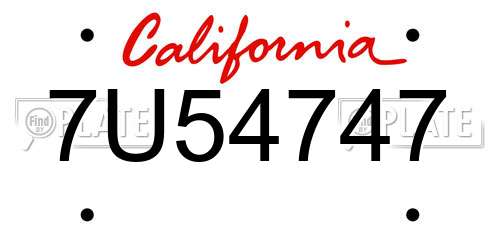 7U54747 California License Plate