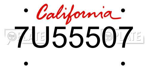 7U55507 California License Plate