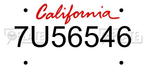 7U56546 California License Plate
