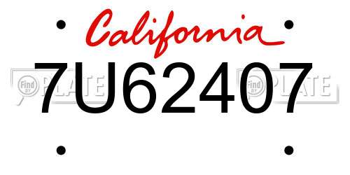 7U62407 California License Plate